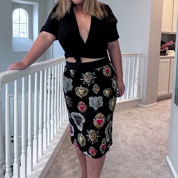 Printed Cady Straight Midi Skirt dolce Gabbana retail $2,500 sold - Picture 13 of 16